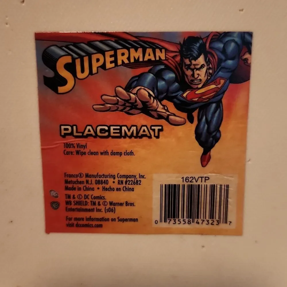 Superman DC Comics Vinyl Placemat Place mat